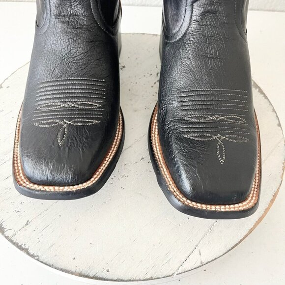 Rod Patrick Womens Cowboy Boots 7EE Black Smooth Ostrich Western Square Toe - Picture 6 of 12